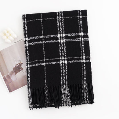 Style Sweet Warm Artificial Cashmere Plaid Couple Scarfs