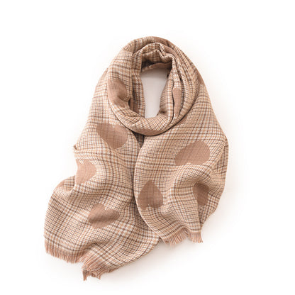 Women's High-grade Heart Printing Mid-length Warm Winter Scarfs