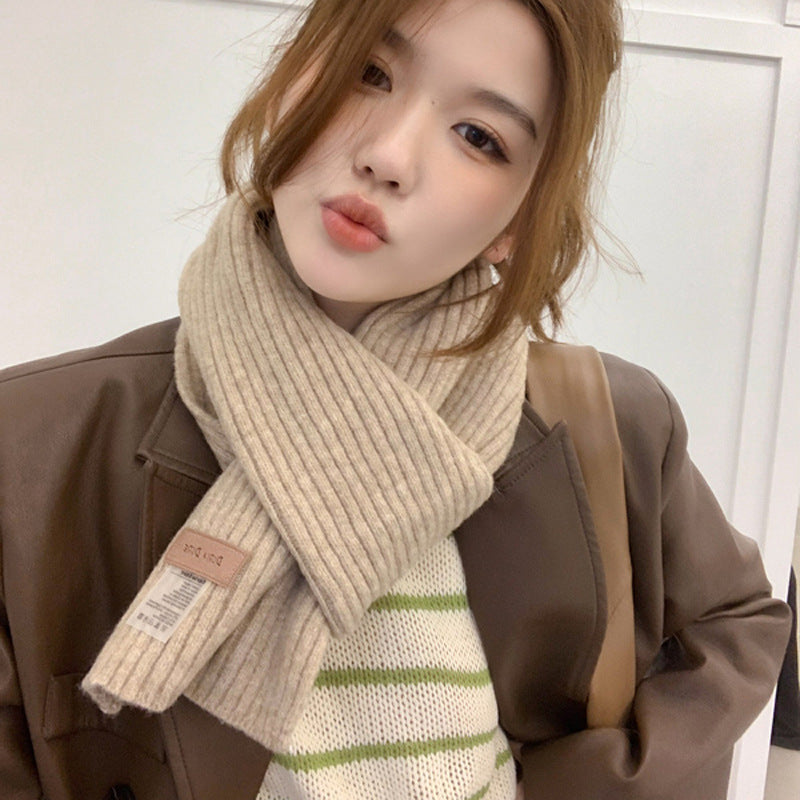 Women's & Men's Solid Color Woolen Knitted For Winter Neck Warmer Thickened Scarfs