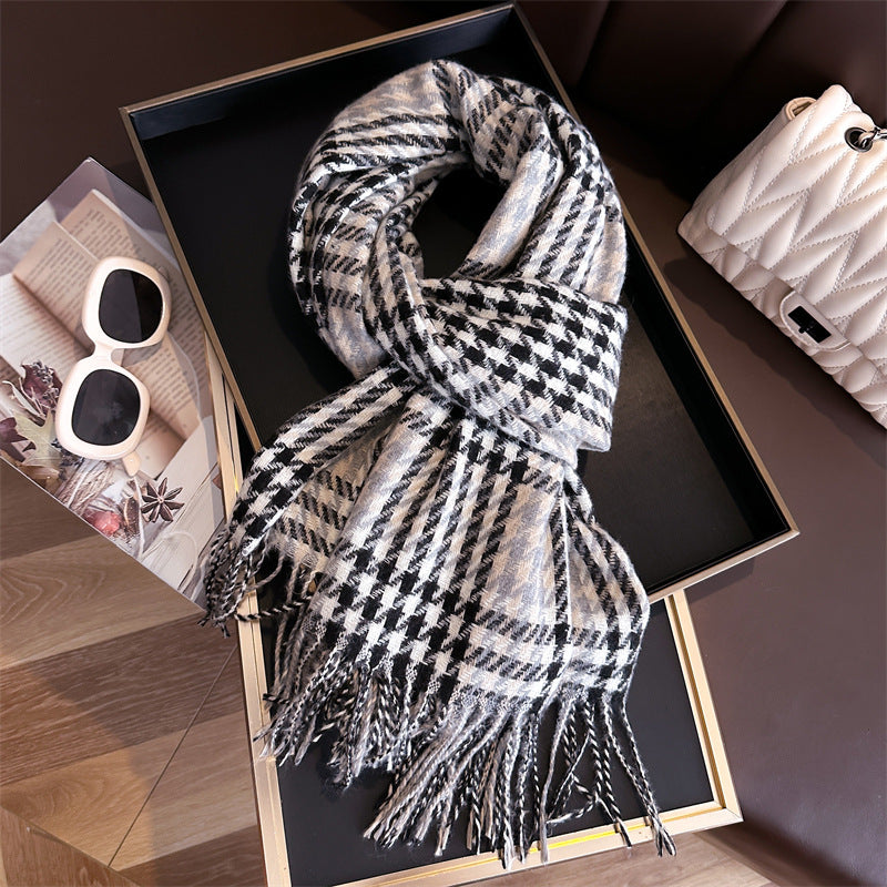 Style Plaid Winter Male Female Thickened Scarfs