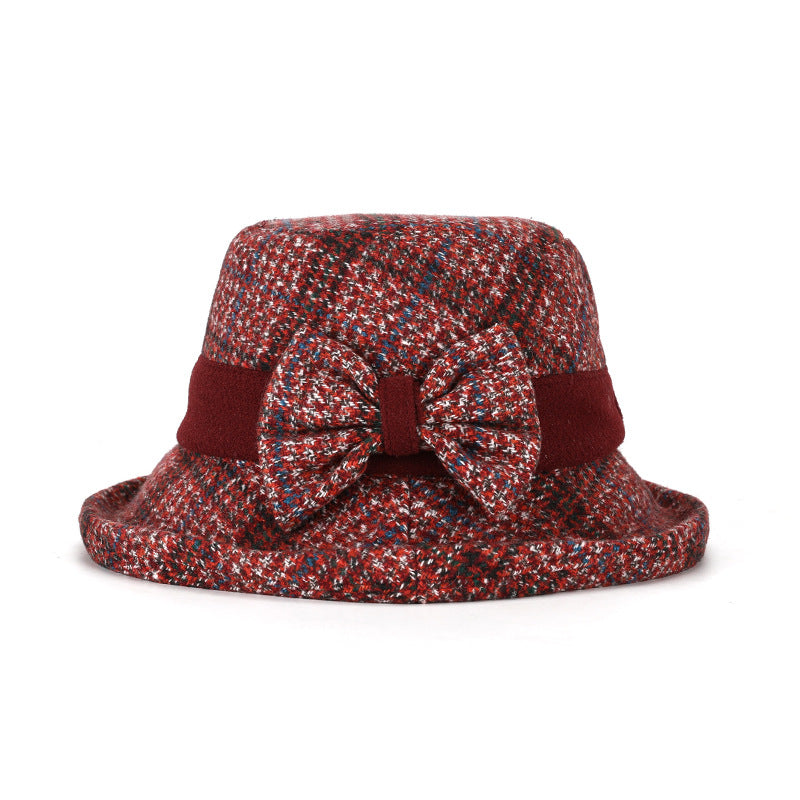 Women's Elegant Woolen Hat Mother Bucket Hats & Caps