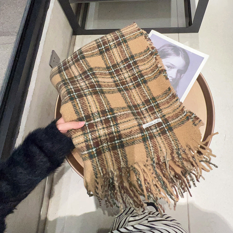 Women's Winter High-grade Plaid Korean Style Couple Shawl Scarfs