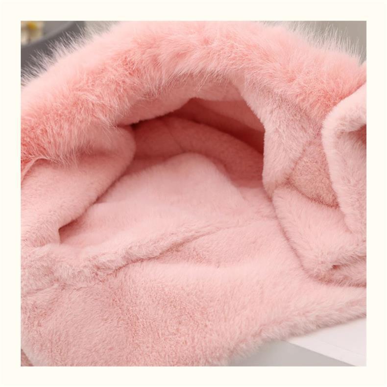 Children's Bunny Warm Plush Bonnet Earflaps Lei Hat Kids' Headwear