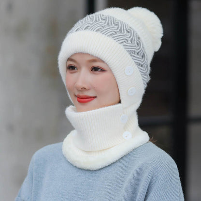 Women's Woolen Korean Style Cute Knitted Hat Cold Protection Earflaps Hats & Caps