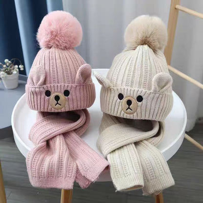 Children's Hat Suit Two-piece Set Boys Knitted Kids' Headwear