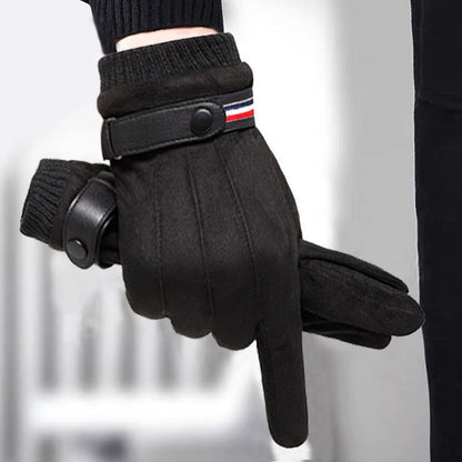 Men's Warm Korean Touch Screen Suede Motorcycle Electric Gloves