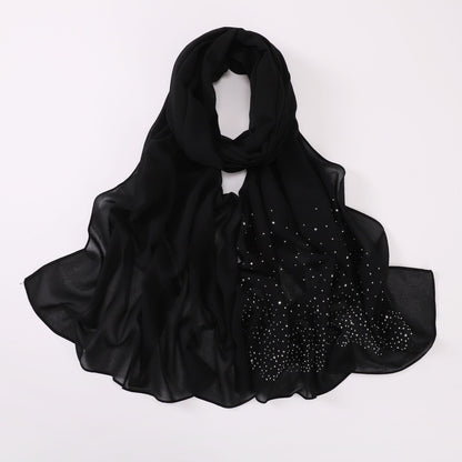 Irregular Starry Rhinestone Chiffon Hui Indonesian Scarfs