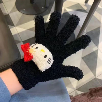 Cute Little Beaver Plush Coral Fleece Gloves