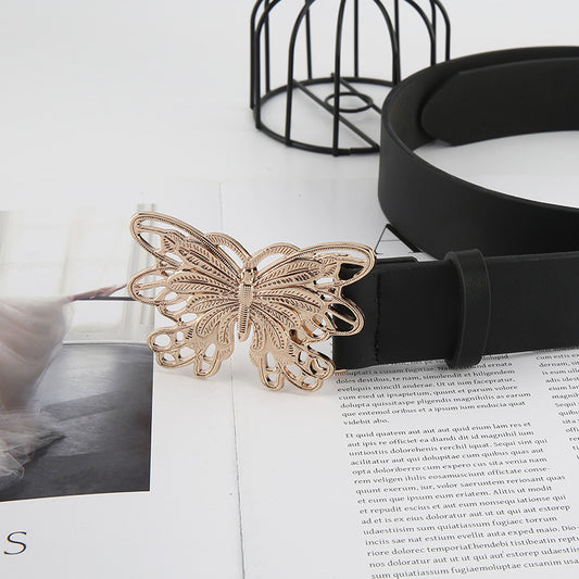 Women's Metal Butterfly Snap Versatile Simple Retro Belts