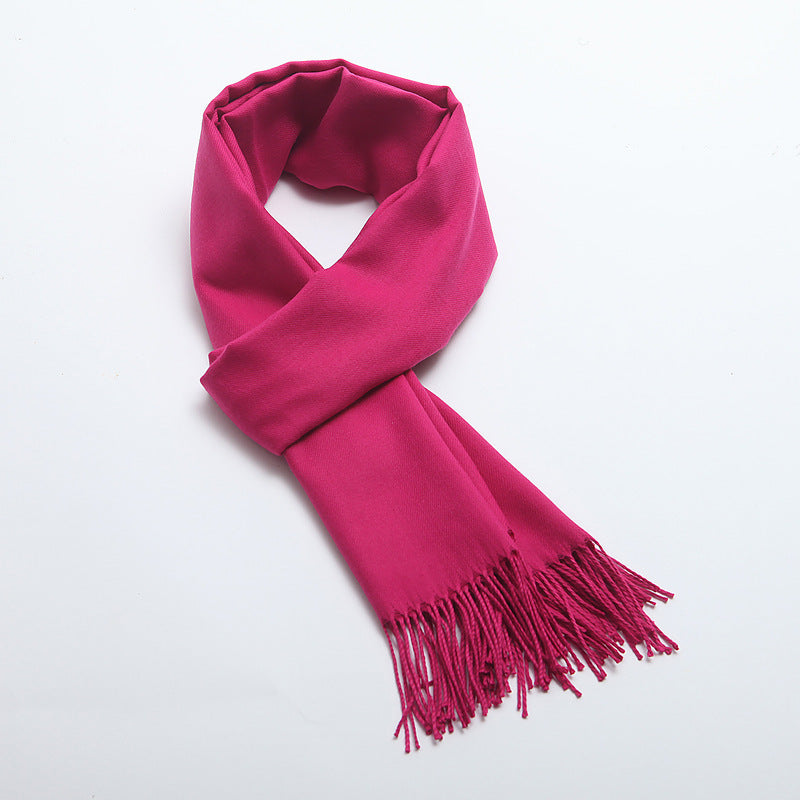 Women's Red Embroidered Artificial Cashmere Long Double-sided Scarfs