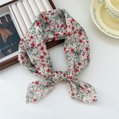 Women's Band Cotton Linen Small Square Towel Scarfs