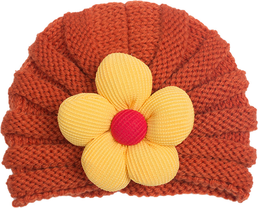 Children's Woolen Warm Comfortable Flower Sleeve Hat Kids' Headwear