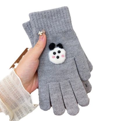 Women's Plush Small Animal Knitted Thermal Cold Protection Thickening Gloves