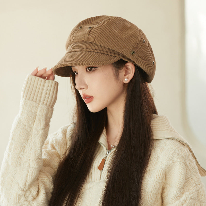 Female Style Beret Positive Negative Big Head Circumference Hats & Caps