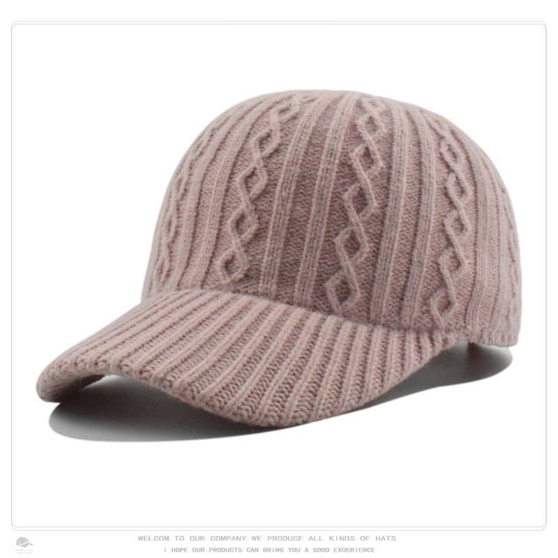 Women's Knitted Wool Baseball Korean Fashion Face Hats & Caps