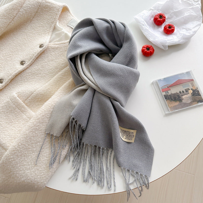 Women's Korean Double-sided Artificial Cashmere Pure Color Warm Scarfs