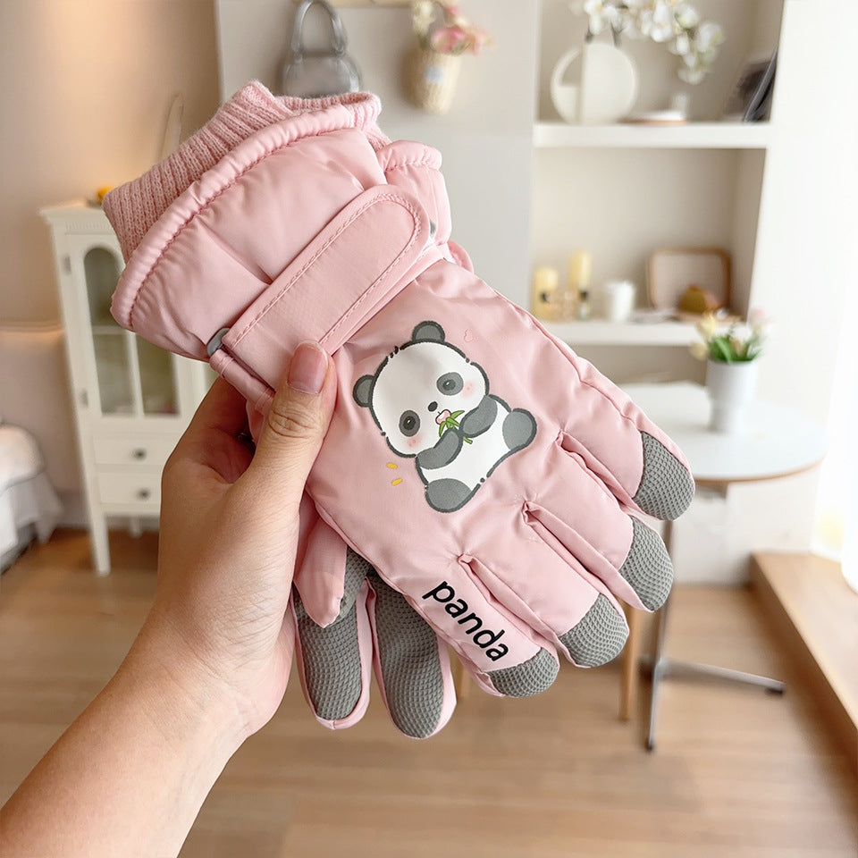 Cute Panda Windproof Riding Ski Outdoor Gloves