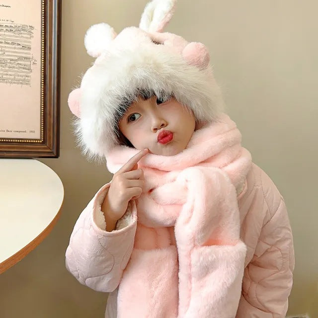 Children's Unicorn Hat Three-in-one Winter Warm Scarfs Kids' Headwear