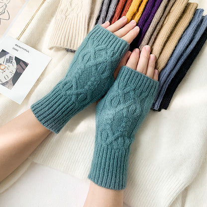 Knitted Half Female Winter Fingerless Finger Gloves