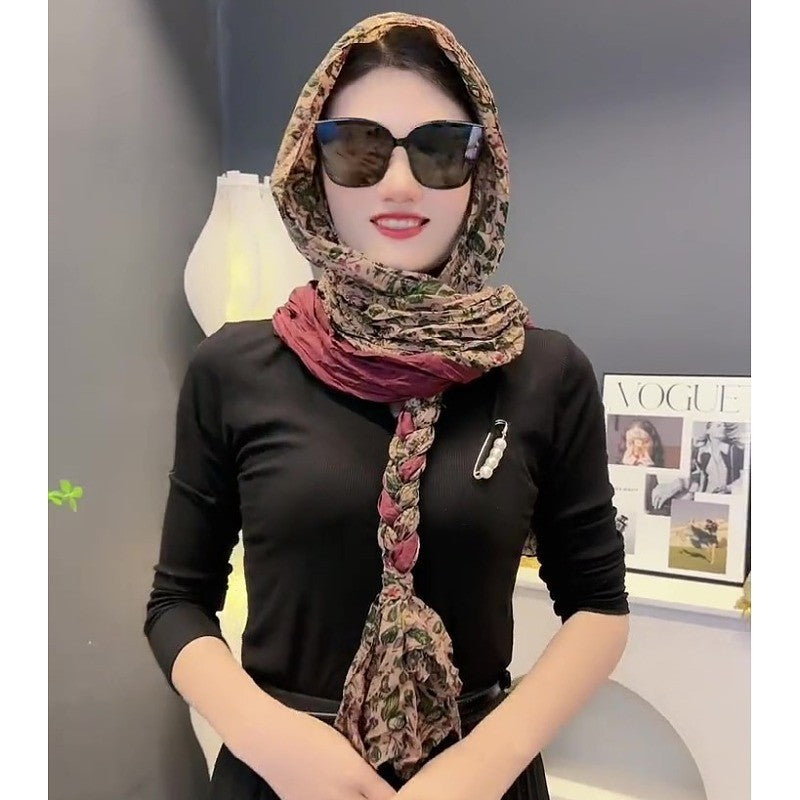 Cotton Linen Braid Sun Protection Headcloth Scarfs