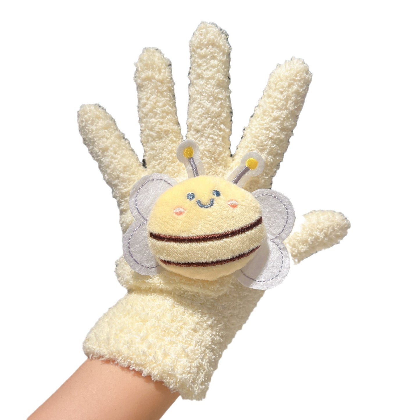 Little Bee Plush Coral Fleece Riding Gloves