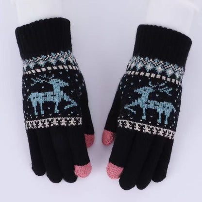 Women's & Men's Winter Warm Touch Screen Riding Christmas Deer Gloves