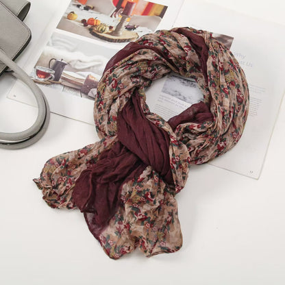 Women's Twist Pleated Simple Korean Floral Shawl Scarfs