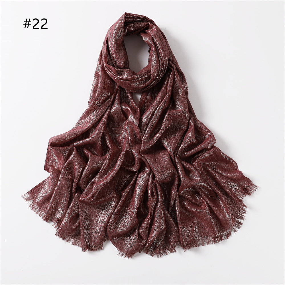 Women's Color Soft Thin Golden Sier Cord Scarfs