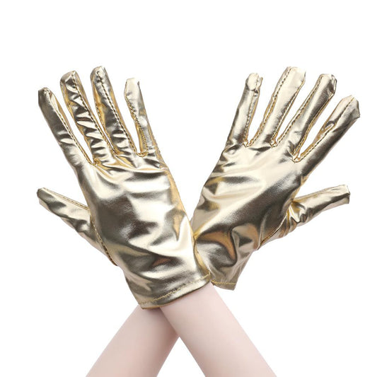 Skin Play Punk Short Patent Leather Gloves