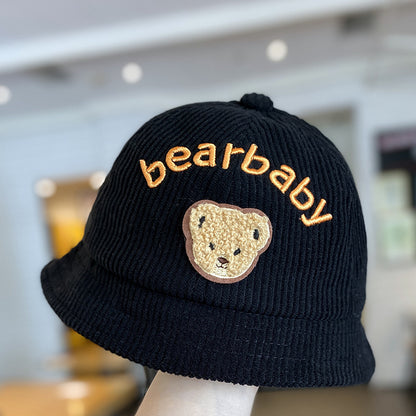 Style Hat Corduroy Cute Bear Bucket Kids' Headwear