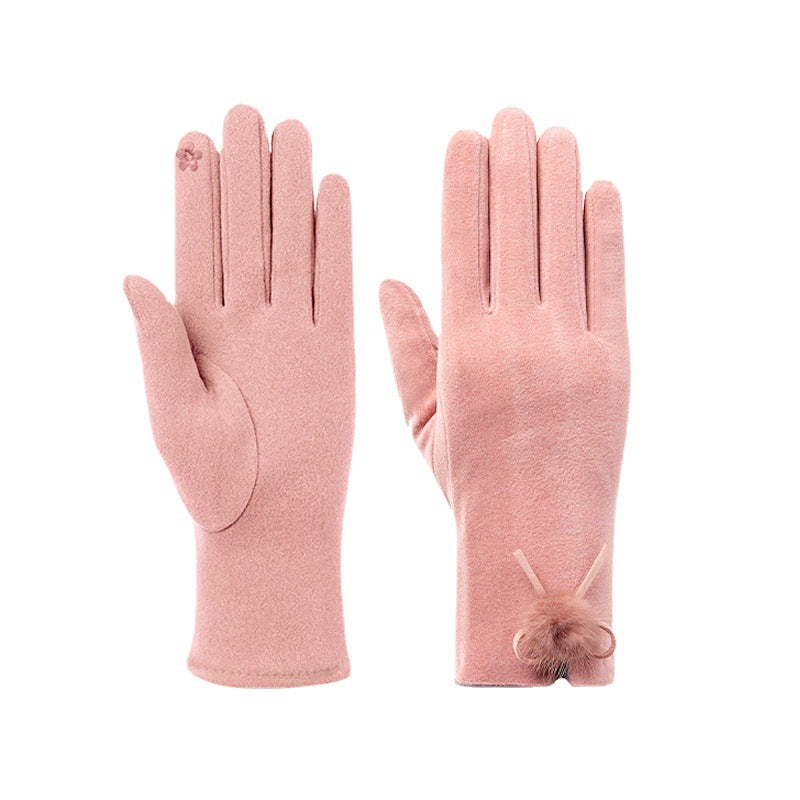 Women's Outdoor Cute Fleece-lined Plush Touch Screen Gloves