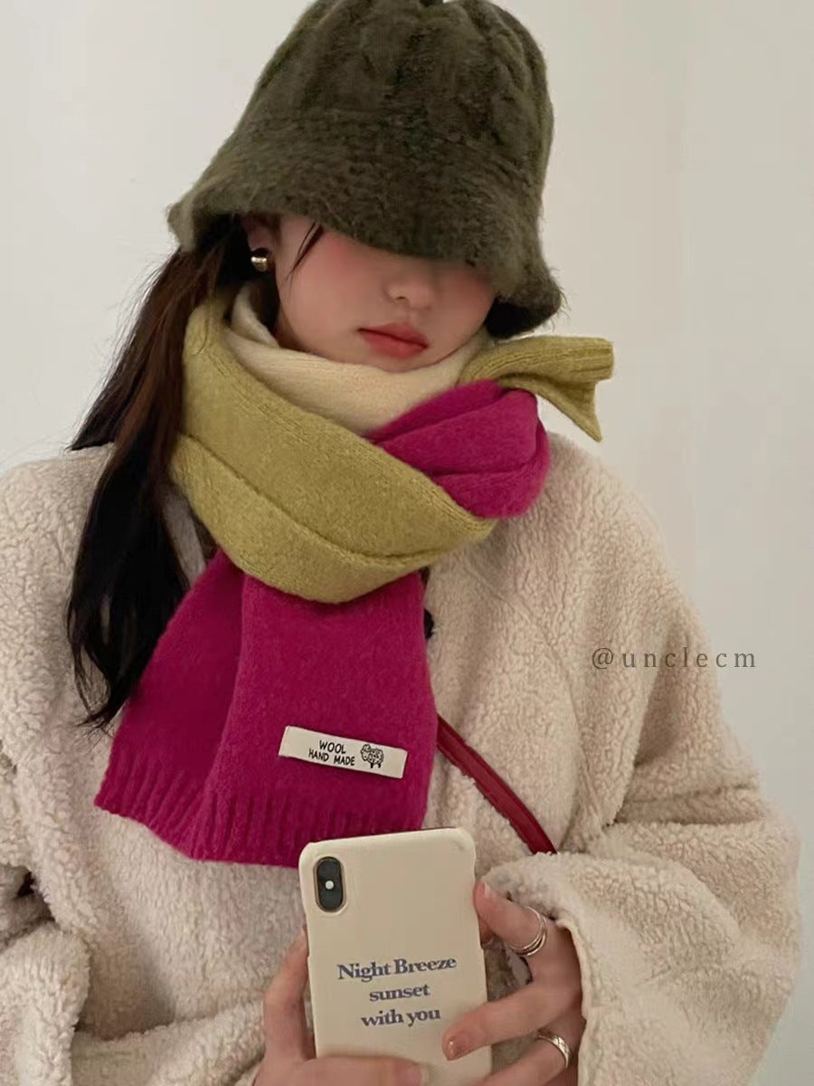 Women's & Men's Style Contrast Color Neck Protection Korean Cute Scarfs