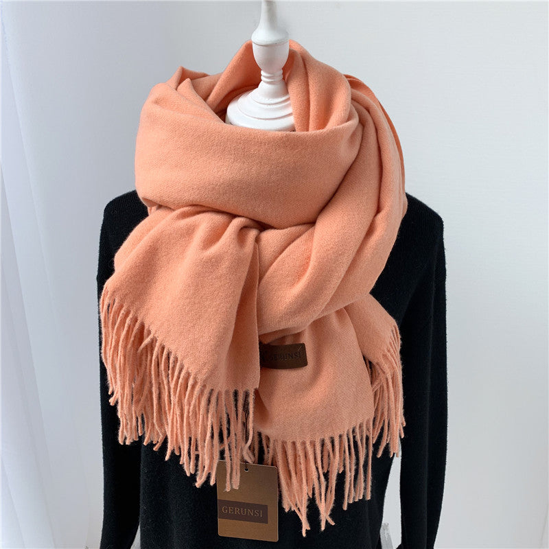 Women's Korean Style Fashion Labeling Solid Color Scarfs