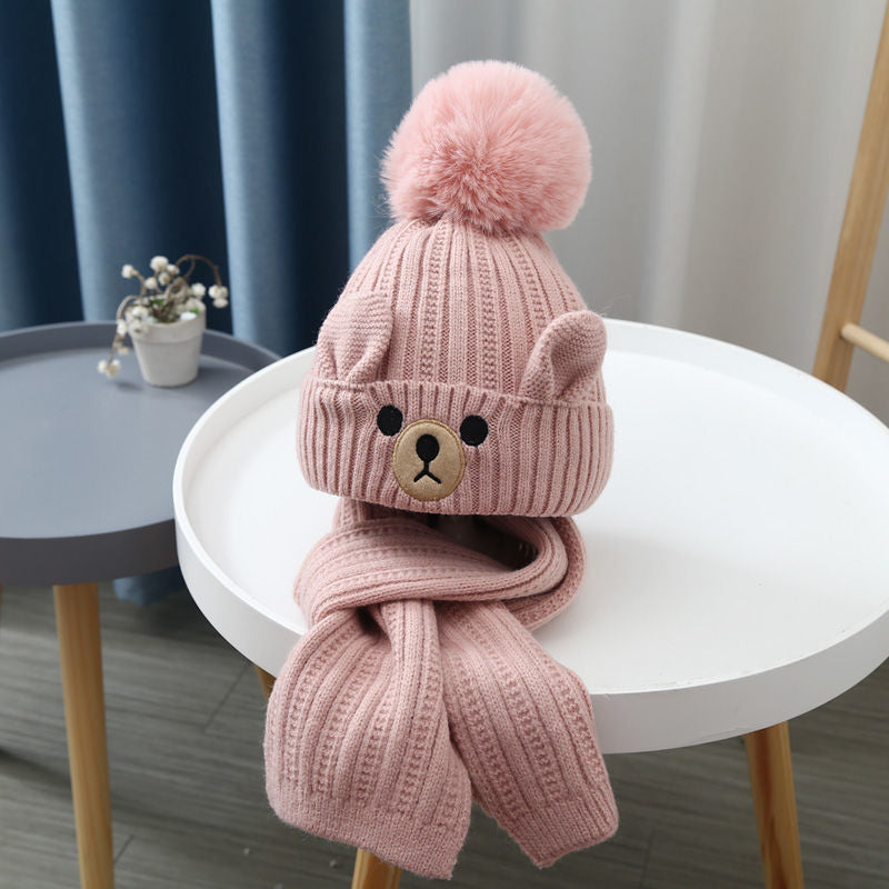 Children's Hat Suit Boys Winter Thermal Pure Kids' Headwear