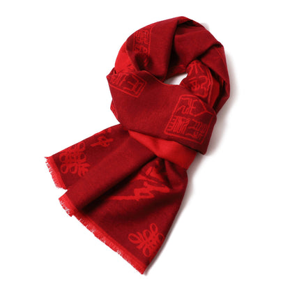 Red For Embroidery Printing Opening Event Scarfs