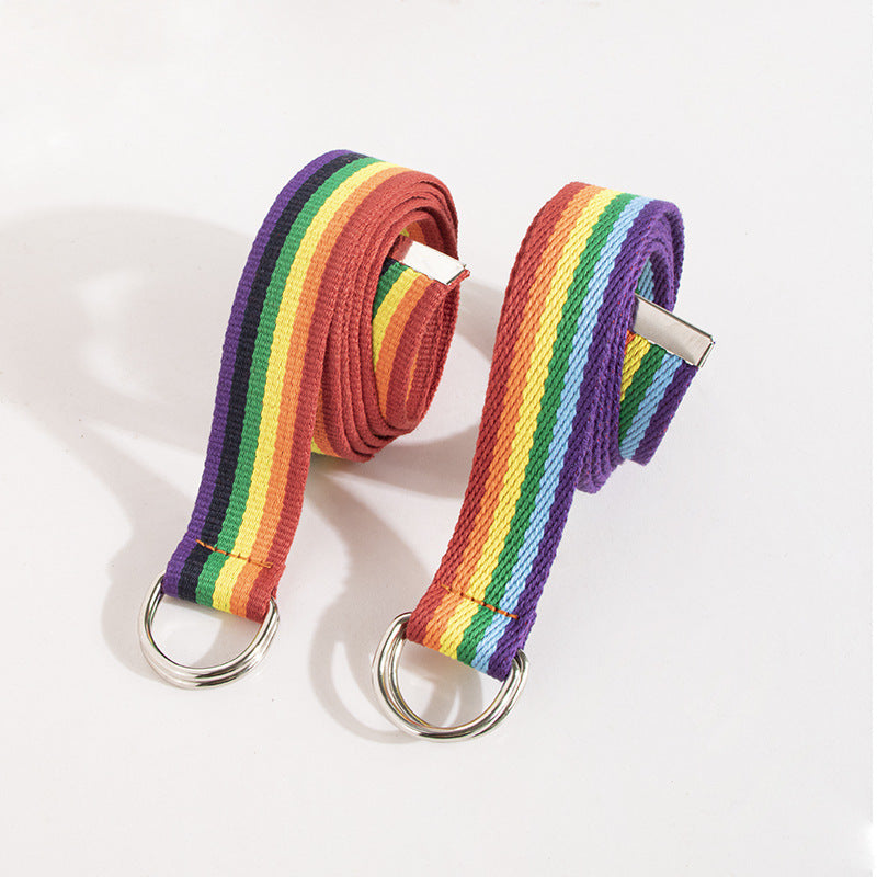 Women's Korean Style Double Buckle Colorful Ribbon Belts