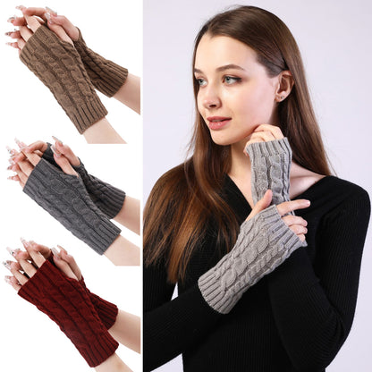 Women's & Men's Open Finger Arm Sleeve Knitted Warm Gloves