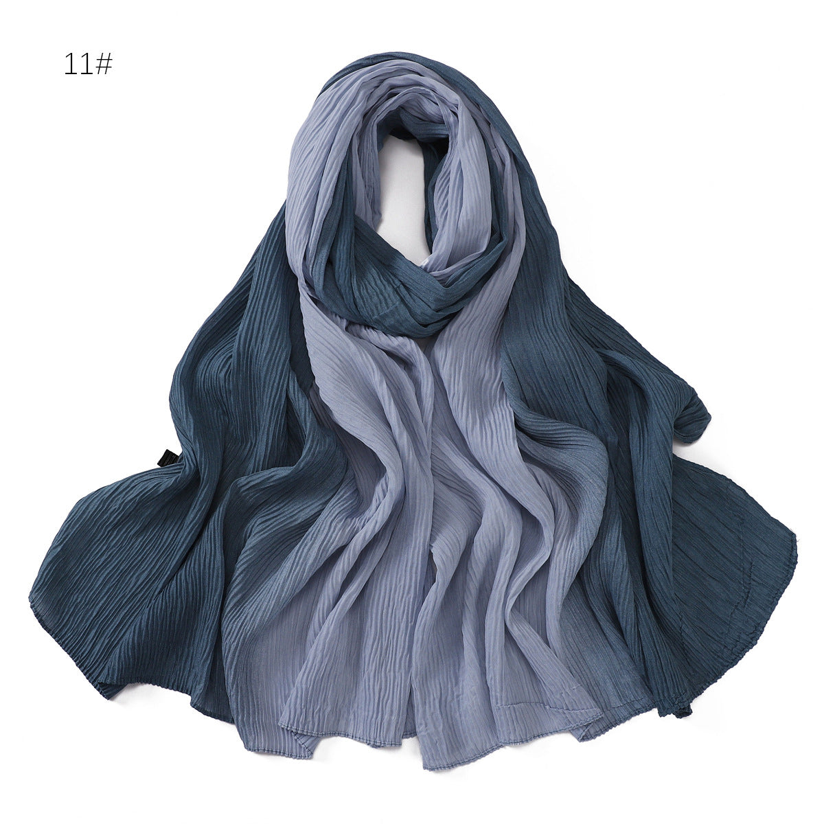 Women's Fashion Travel Gradient Color Pleated Composite Scarfs