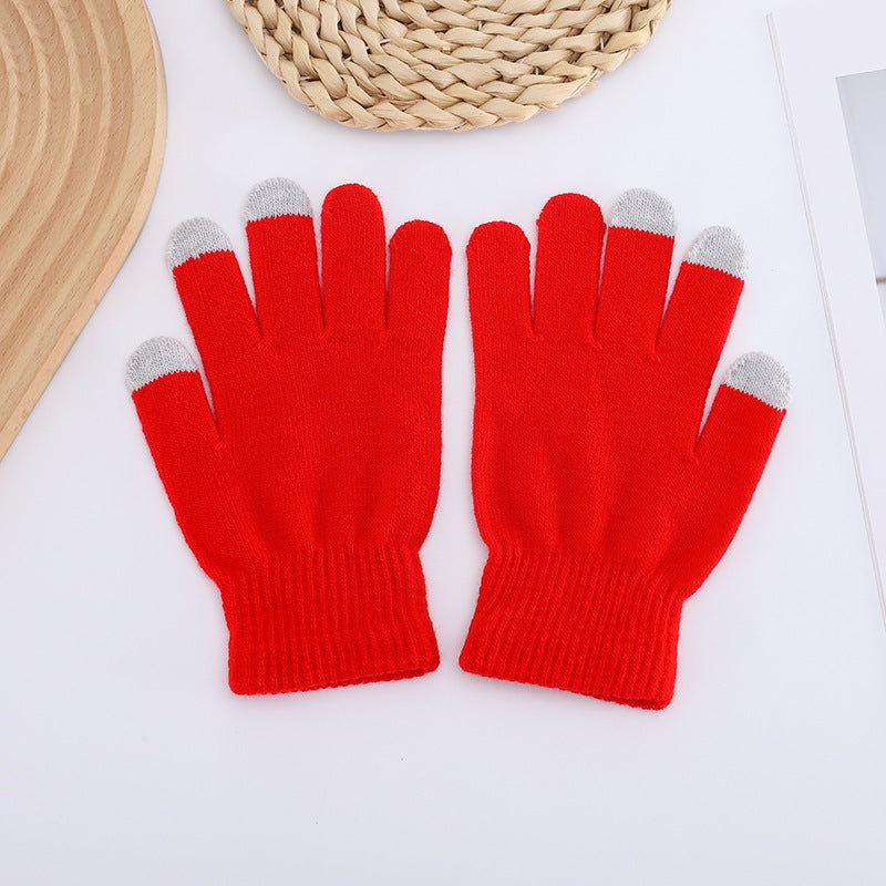 Touch Screen Candy Color Knitted Outdoor Office Gloves