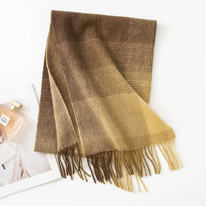 Wool High-grade Female Thickened Plaid Stitching Scarfs