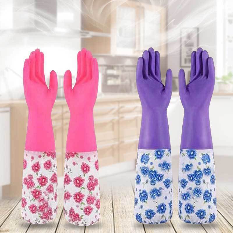 Women's Industrial Beef Tendon Latex Thickened Dishwashing Household Rubber Night Gloves