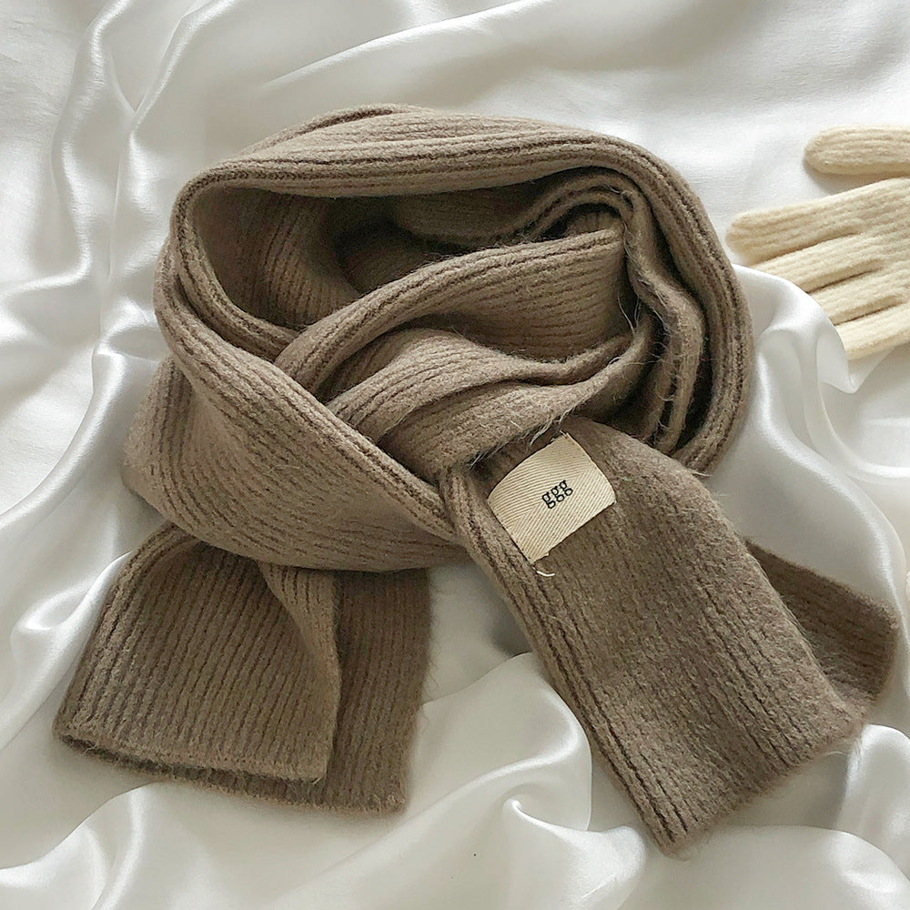 Macron Color Gentle Furry Knitted Solid Scarfs