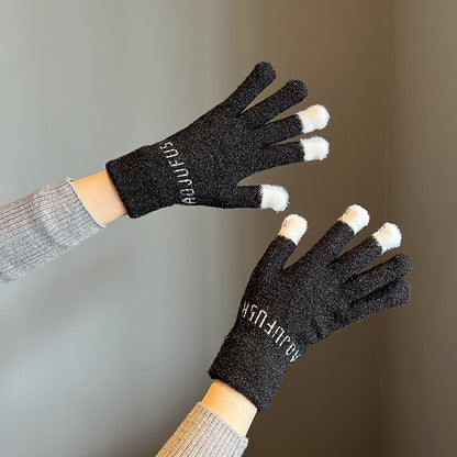 Finger Female Winter Riding Windproof Warm Gloves