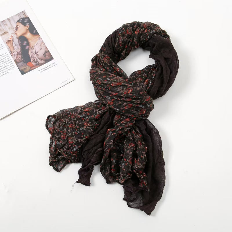 Women's Twist Pleated Simple Korean Floral Shawl Scarfs