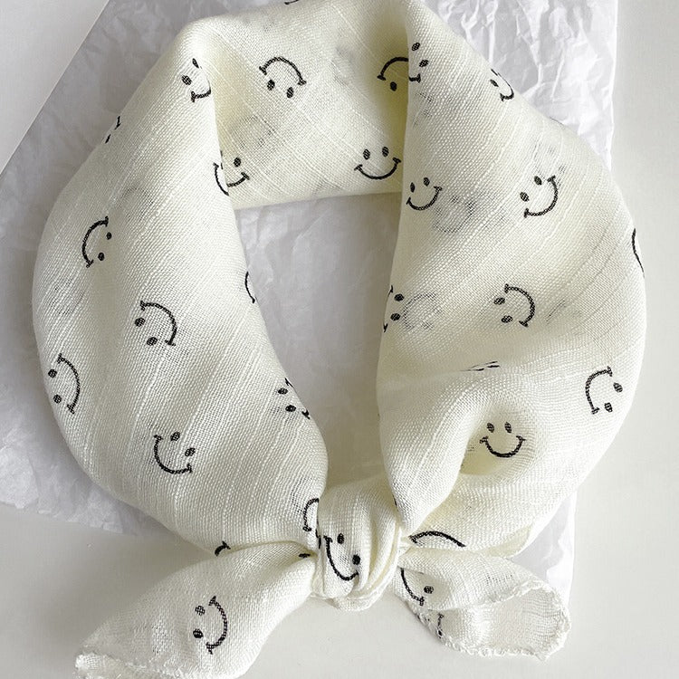 Women's & Men's Smiley Face Cotton Linen Thin Kerchief Scarfs