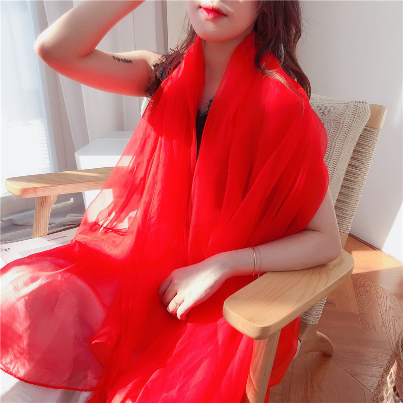 Lightweight Chiffon Pure Color Ice Long Beach Scarfs