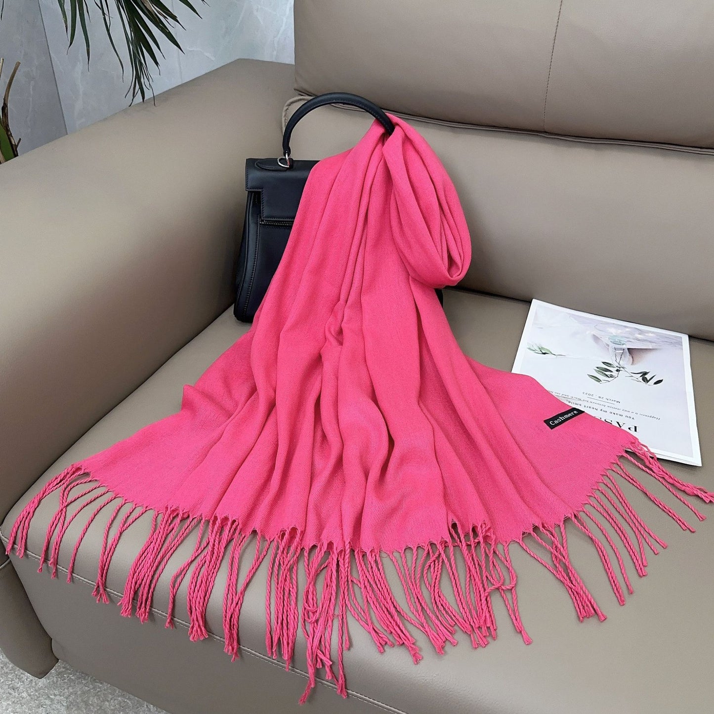 Women's Artificial Cashmere Monochrome Warm Bib Shawl Winter Scarfs