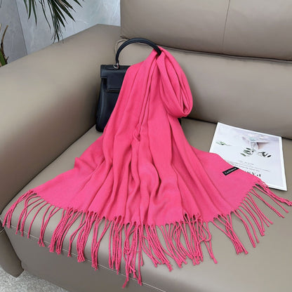 Women's Artificial Cashmere Monochrome Warm Bib Shawl Winter Scarfs