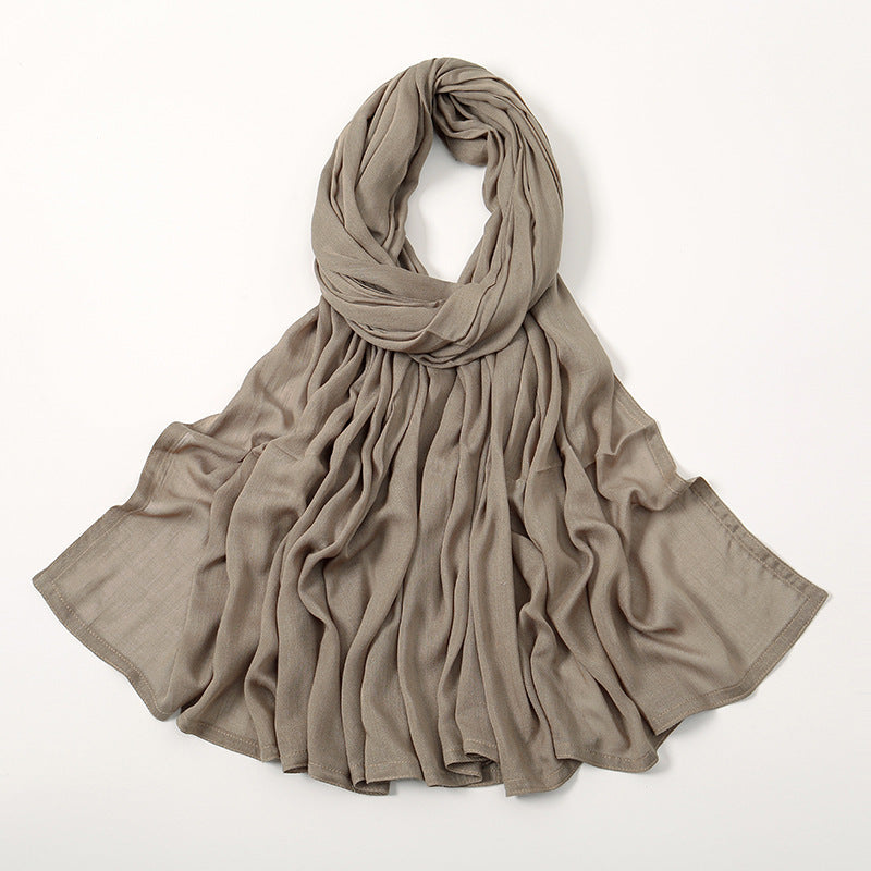 Malay Indonesian Rayon Monochrome Wide-brimmed Thin Scarfs