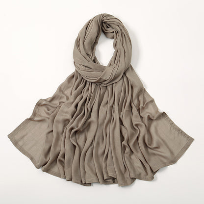 Malay Indonesian Rayon Monochrome Wide-brimmed Thin Scarfs